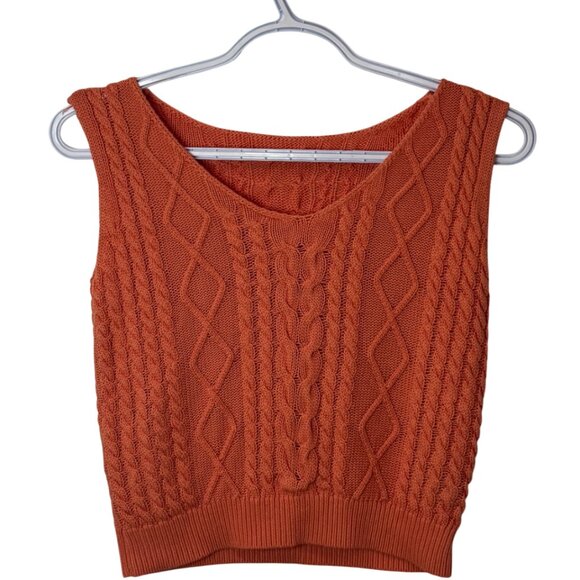 Shein orange cable knit sleeveless cropped sweater vest size 2 - Picture 1 of 4
